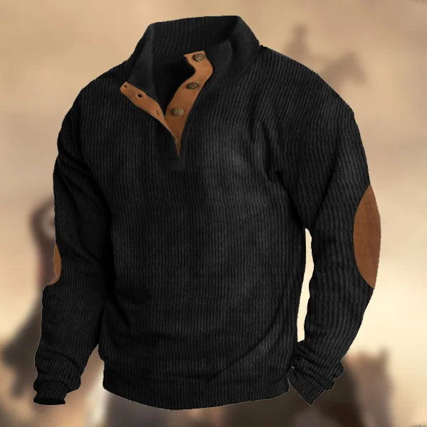 Draymond Cashmere Stand Collar Button Sweatshirt