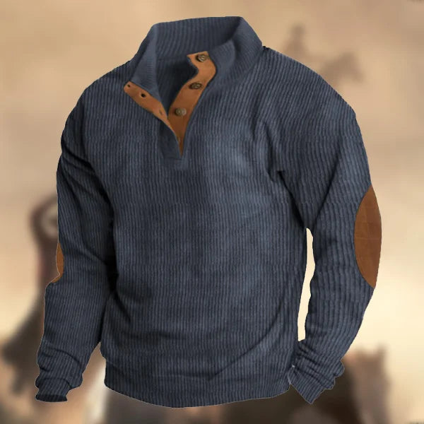 Draymond Cashmere Stand Collar Button Sweatshirt