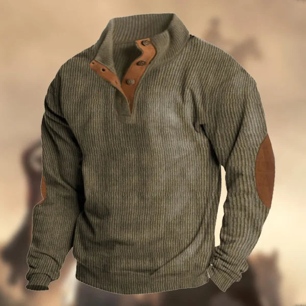 Draymond Cashmere Stand Collar Button Sweatshirt