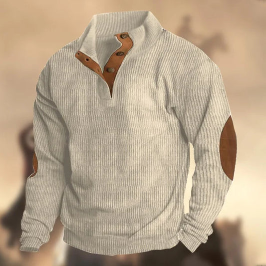 Draymond Cashmere Stand Collar Button Sweatshirt