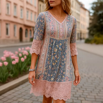 Marlena™ | Vintage Printed Lace Dress