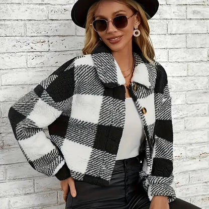 Sarah™ | Teddy Coat With Buttons and Scottish Motif