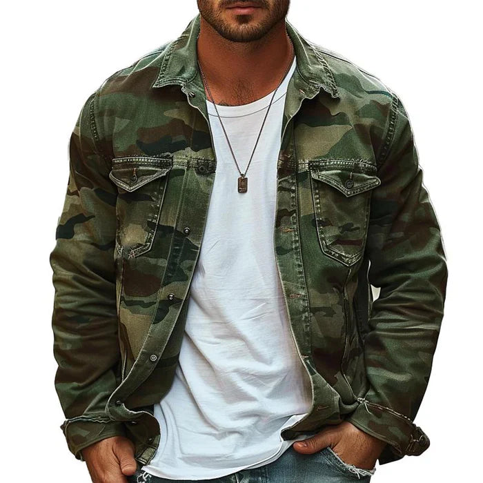 Ron™ | Men's Camouflage Canvas Retro Wear Lapel Jacket