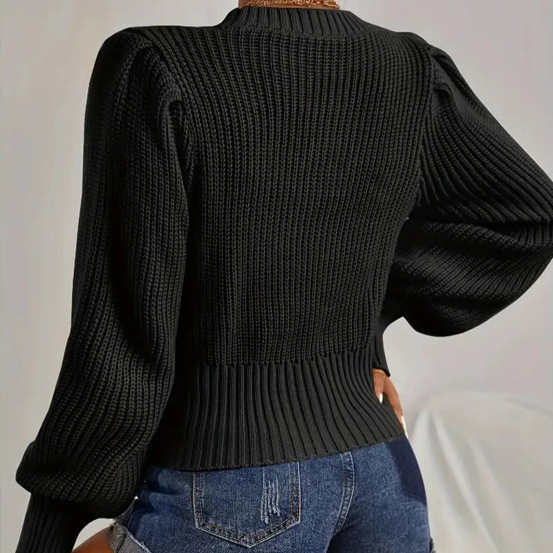 Delia™ | Crew neck jumper with embroidery