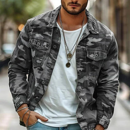 Ron™ | Men's Camouflage Canvas Retro Wear Lapel Jacket