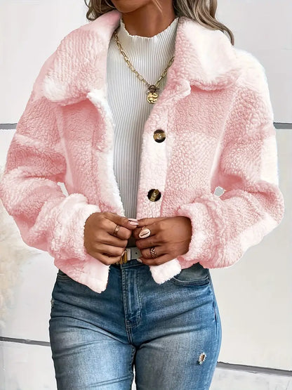 Sarah™ | Teddy Coat With Buttons and Scottish Motif