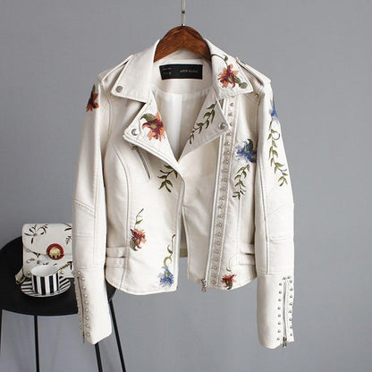 Ella™ | Stylish Embroidered Leather Jacket
