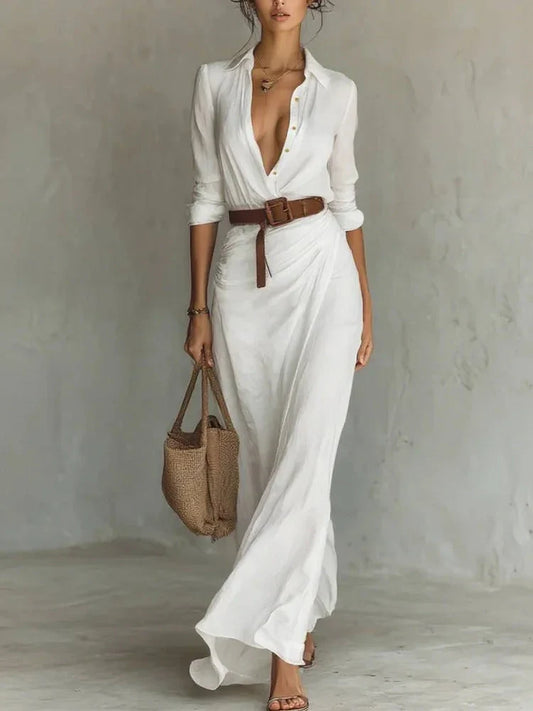 Thames Tailor™ | Lapel-Wrap Maxi Dress