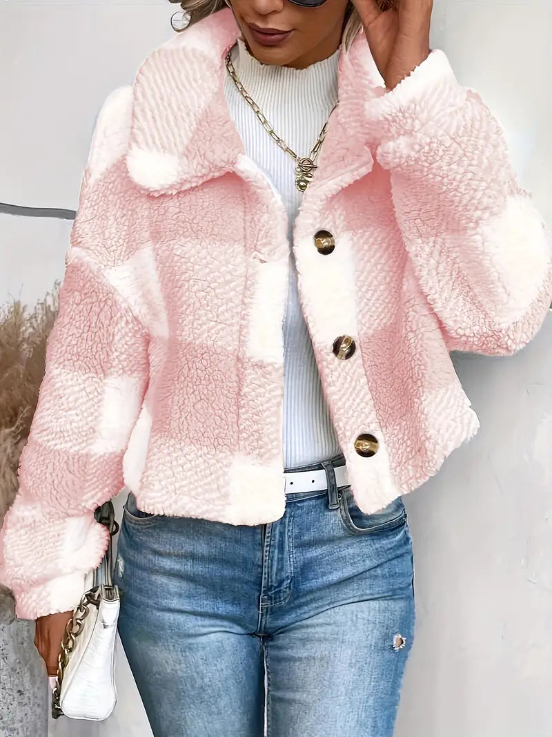 Sarah™ | Teddy Coat With Buttons and Scottish Motif