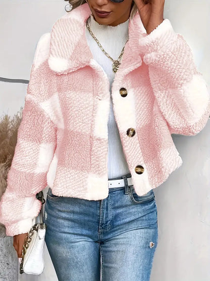 Sarah™ | Teddy Coat With Buttons and Scottish Motif