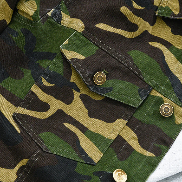 Ron™ | Men's Camouflage Canvas Retro Wear Lapel Jacket