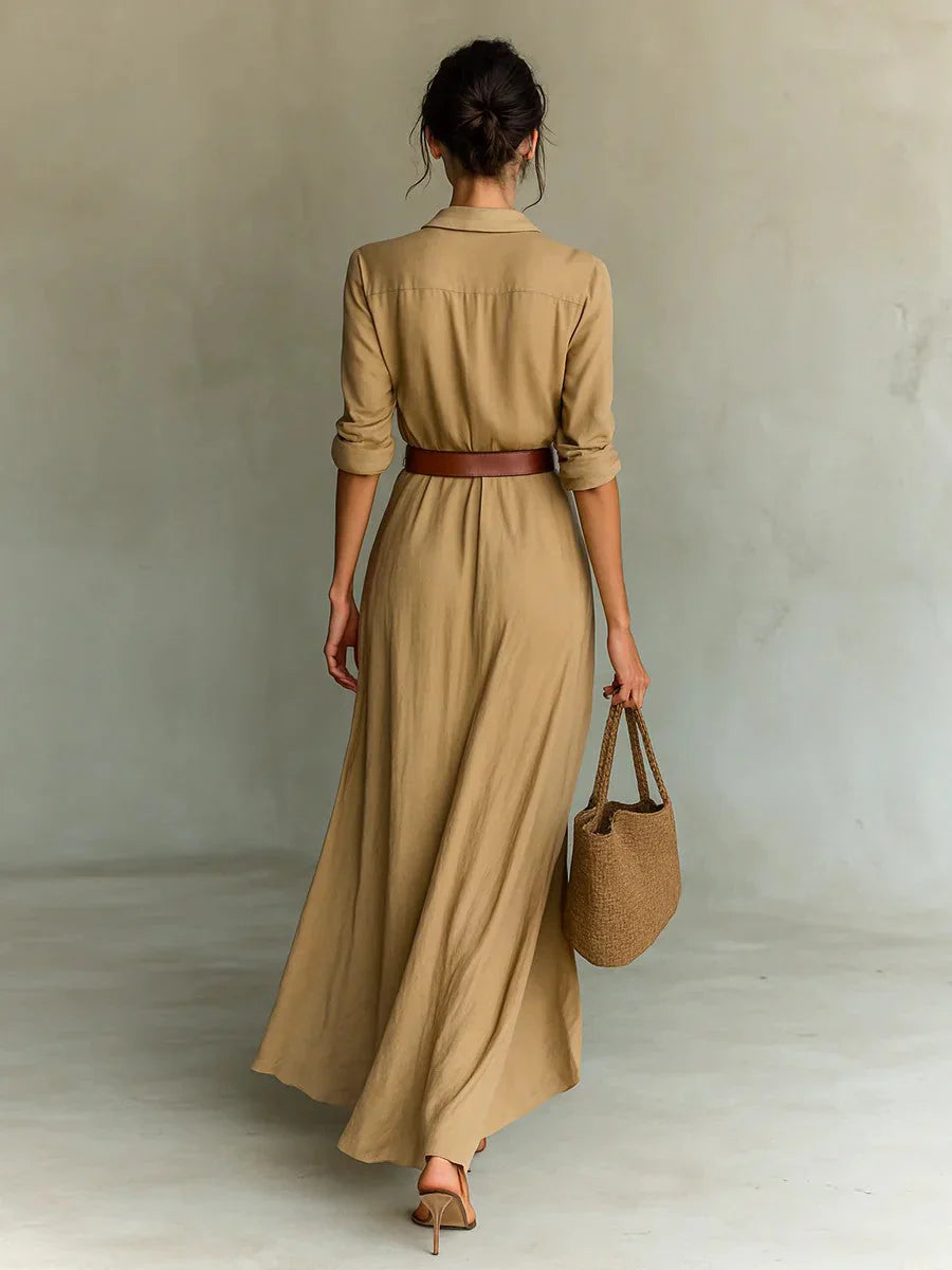Thames Tailor™ | Lapel-Wrap Maxi Dress