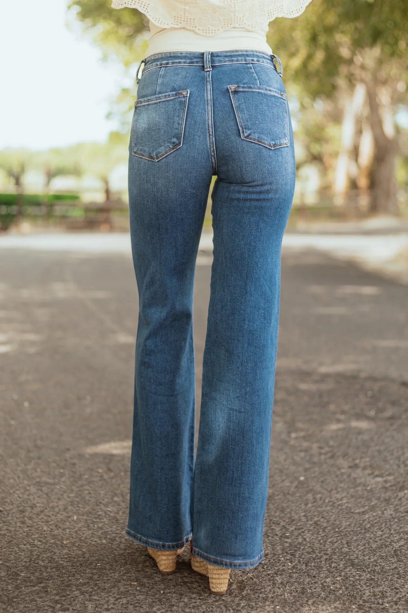 Jaisi™ | Ultra High Waisted Flare Jeans With Medium Wash