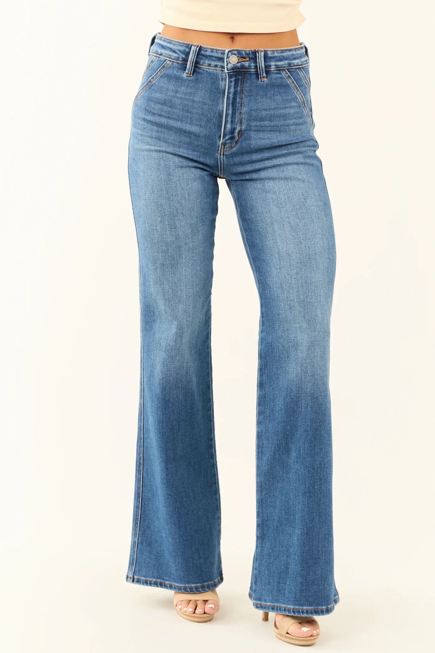 Jaisi™ | Ultra High Waisted Flare Jeans With Medium Wash