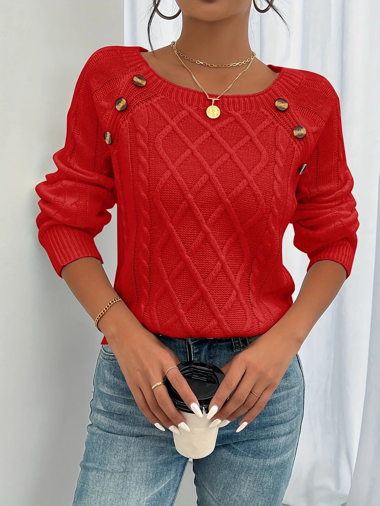 Julia™ | Embroidered jumper with buttons