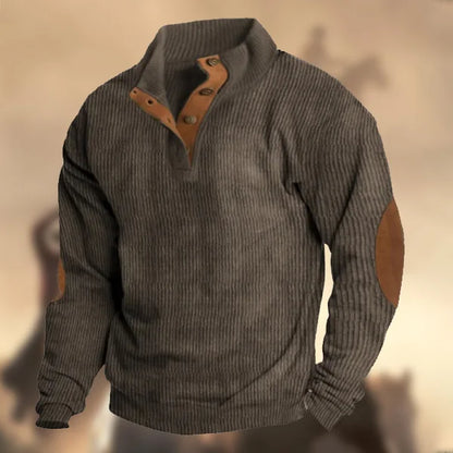 Draymond Cashmere Stand Collar Button Sweatshirt