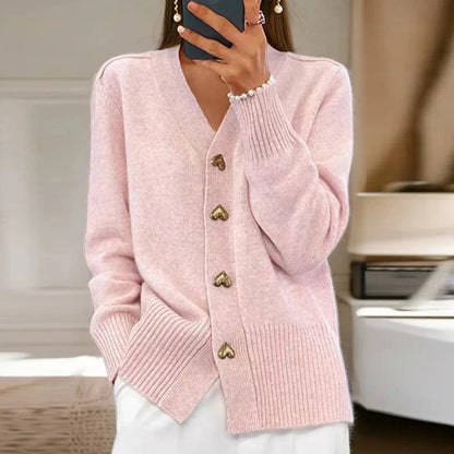 Adele™ | Elegant Heart Button Cardigan