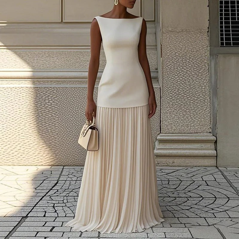 Gaudi™ | sleeveless dress in plain pleated gauze