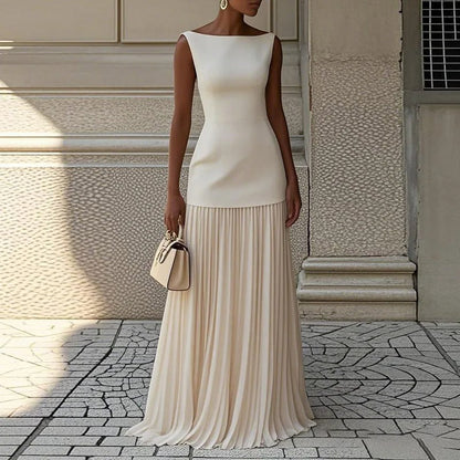 Gaudi™ | sleeveless dress in plain pleated gauze