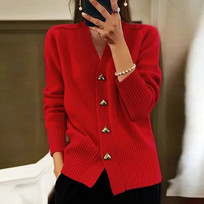Adele™ | Elegant Heart Button Cardigan