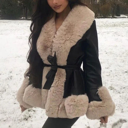 Cloe™ | PU leather fur coat