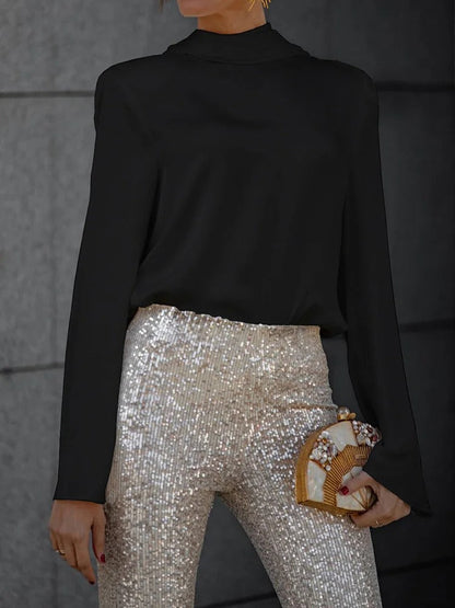 Maris™ | Satin Back Chain Draped Blouse