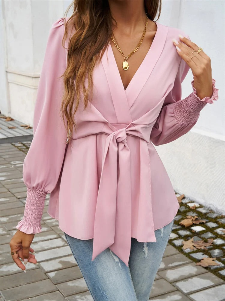 Frida™ | Casual Long-Sleeved Blouse With Belt
