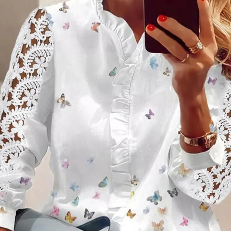 Rin™ | Blouse with butterflies and embroidery