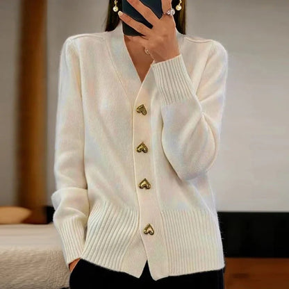 Adele™ | Elegant Heart Button Cardigan